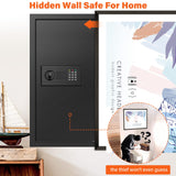 Nebakne 25.6" Tall Fireproof Wall Safes Between The Studs 16" Centers, Hidden Wall Safe with 2 Removable Shelf & Hidden Tray, Heavy Duty Wall Mount Safe for Firearms, Money, Jewelry, Passport Black Nebakne