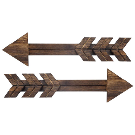 Dahey Rustic Wooden Arrow Wall Decor Farmhouse, 15" Wood Arrows Sign Wall Hanging Art Christmas Decoration for Home or Wedding, Set of 2 Dahey