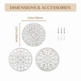 Walasis White Wall Decor Carved Medallion - Rustic Wood Wall Art Decorative Distressed Hanging Decorations Farmhouse Home Decoration for Living Room Bedroom Kitchen Bathroom Set of 3 Walasis