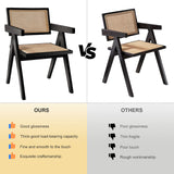 comfy to go Rattan Dining Chairs Set of 6, Kitchen Chairs Cane for Dining Room, Black comfy to go