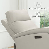 Watson & Whitely Power Recliner Chairs for Adults, Zero Wall Recliners W Power Headrest Type-C Charger, Small Faux Leather RV Recliners Home Theater Seating for Living Room, Cream Watson & Whitely