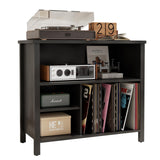 Record Player Stand, Mid-Century Vinyl Record Storage Cabinet, 3-Tier Record Player Holder, Turntable Stand with 4 Cabinet up to 220 Albums, End Table for Bedroom Music Room Living Room, Black FFBCFDK