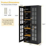 Tribesigns 71-Inch Tall Shoe Cabinet with Doors, 8-Tier Shoe Storage Cabinet with Adjustable Shelves, Modern Shoe Organizer Shoe Rack Cabinet for Entryway, Hallway, Closet, Living Room, Black and Gold Tribesigns