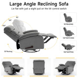 GNMLP2020 Swivel Rocker Recliner Chair for Adults, Rocking Chair Nursery, Manual Small Swivel Recliner Chairs for Small Spaces, Living Room, Nursery, RV, Light Grey GNMLP2020