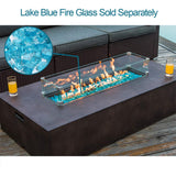 COSIEST 9 Piece Outdoor Wicker Sectional Sofa w Fire Pit Table,Chocolate Brown Patio Furniture Set w 56 x 28 inches Rectangle Bronze Fire Table (50,000 BTU) and Tank Outside(20lb) for Garden COSIEST