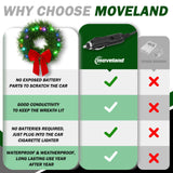 moveland RGB LED Christmas Car Wreath - 16 Colors Changeable Car Artificial Wreath with Remote Control - 12V Plug-in Wreath Lighting with Red Bow - Christmas Car Decoration moveland