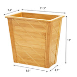 Frcctre Bamboo Waste Basket, Rectangular Compact Waste Trash Can Waste Bin Garbage Built-in Handles Brown Container Bin for Bedroom, Office, Living Room, Kitchen, Bathroom Frcctre