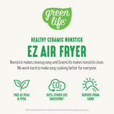 GreenLife 4.5QT Mechanical Air Fryer, PFAS-Free Ceramic Nonstick Crisper Drawer, Adjustable Temperature Timer Dial, LED Indicator, Holiday Gifting, Dishwasher Safe, Compact Kitchen Essential, Graphite GreenLife