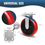 HANDSAMMU 8 inch Industrial Caster, Polyurethane on Polypropylene Wheel- Casters Set of 4 Heavy Duty - 4800LB Total Capacity -Widely Used in DIY Projects, Industrial Equipment（2Rigid&2Swivel） Handsammu