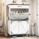 Shoe Cabinet Storage for Entryway Hidden Shoes Storage Cabinet Farmhouse Narrow Shoe Organizer Cabinet with 2 Flip Drawers, Free Standing Slim Shoe Cabinet for Door Entry, Foyer, Hallway, White Jocoevol