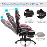 GYMAX Gaming Chair, Ergonomic Computer Chair with Footrest, Linkage Armrests & Lumbar Cushion, Big Wide High Back Video Gaming Chair, Reclining Office Rolling Chair for Adult/Teens (Pink) GYMAX