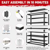 Lauxery Heavy Duty Garage Shelving, 5-Tier Storage Rack 3000LBS Capacity 48" W x 72" H x 24" D, Adjustable Storage Shelves, Boltless Assembly Shelving Unit for Workshop, Basement & Garage Organizer Lauxery
