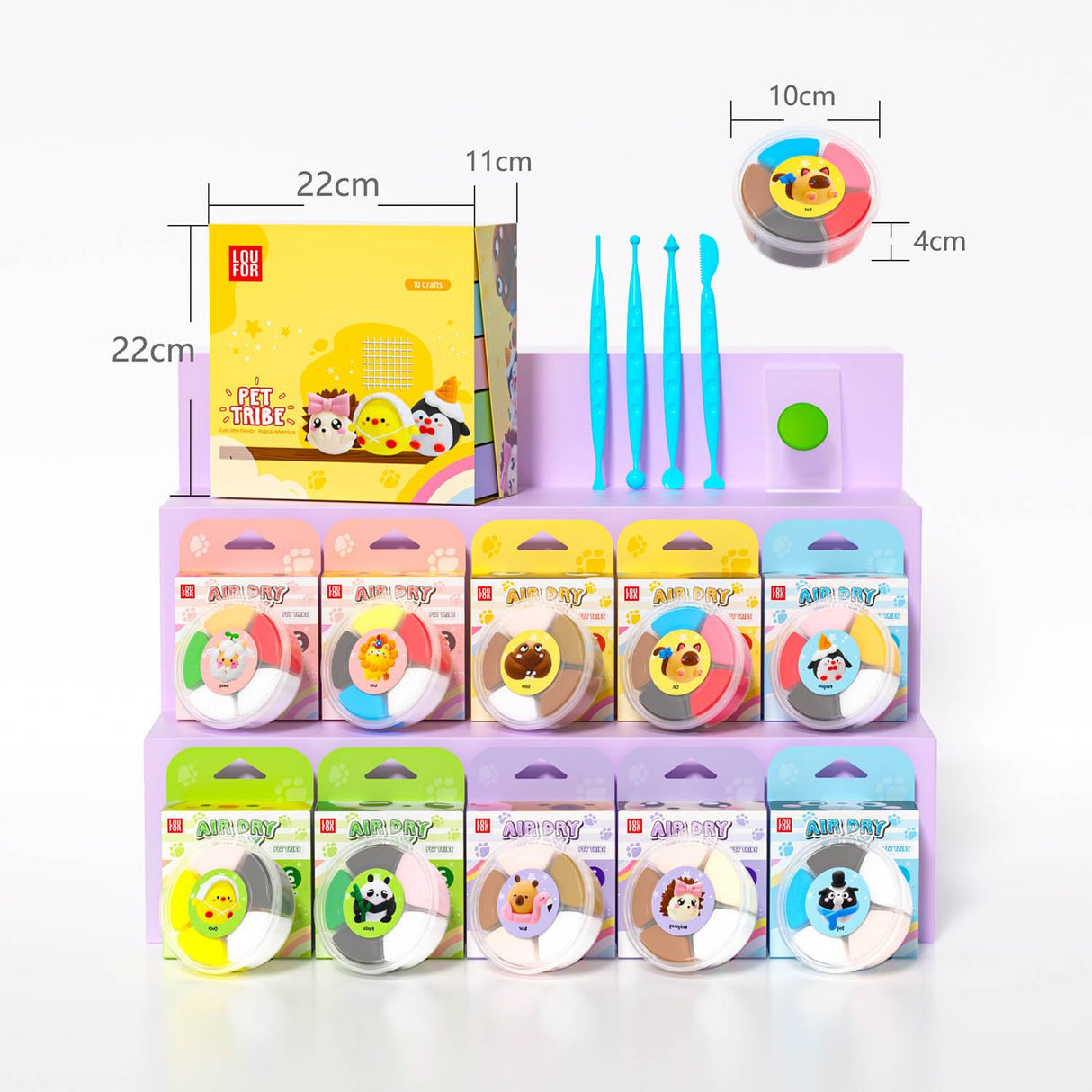 Air Dry Clay for Kids - Modeling Clay Kits, Ultra Light & Soft, Safe & Non-Toxic, 10 Boxes DIY Model Magic Clay 60 Colors with Sculpting Tools und Tutorials, Creative Art Crafts Toys Gifts Boys Girls LOUFOR