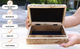 DharmaObjects Triple Moon Hand Carved Jewelry Trinket Keepsake Wooden Storage Box (Triple Moon, Large) DharmaObjects