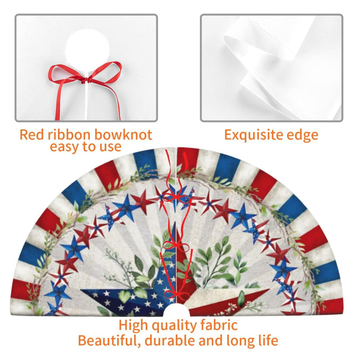Patriotics 4th of July Tree Skirt Skirt Memorial Day Stars and Stripes Christmas Tree Skirts Veterans Day Xmas Tree Mat Christmas Tree Ornaments Decoration 30" XYSKINO