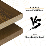 VanAcc King Size Solid Wood Mid-Century Platform Bed with Slatted Headboard in Caramel VanAcc