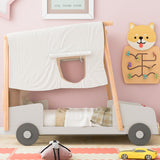 Bellemave Twin Size LED Race Car Bed with Tufted Headboard and Canopy for Kids Bellemave