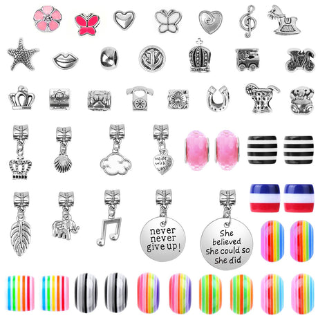 Acejoz 85 Pcs Charm Bracelet Making Kit, DIY Charm Bracelets Beads for Adults and Beginner Jewelry Making Kit Acejoz
