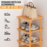 Bamboo Free Standing Shoe Rack Shelf Multi Tier Tall Wooden Stackable Shoes Rack Organizer for Closet Front Door Entrance Narrow Vertical Shoe Storage Rack for Corner Stand (Nature, 7 Tiers) MHXW SXPN