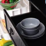 HOMCOM 72" Kitchen Pantry Storage Cabinet, Traditional Freestanding with 4 Doors and 3 Adjustable Shelves, Large Central Drawer, Beadboard,Black HOMCOM