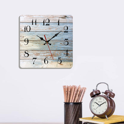 ArtSocket Wooden Wall Clock Silent Non-Ticking, Brown Gray White Wood Grain Crack Retro Wooden Square Rustic Coastal Wall Clocks Decor for Home Kitchen Living Room Office, Battery Operated(12 - WoodArtSupply