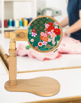QWORK Embroidery Stands, Beech Wood Embroidery Hoop Stand, Adjustable Rotating Cross Stitch Stand Lap, Hands-Free Embroidery Frame Stand for Art Craft Sewing Projects QWORK