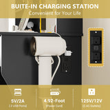 Vanity Desk with LED Lights Mirror & Power Outlet, Small Makeup Vanity Table Set with Storage Drawers & Chair, 3 Lighting Modes & Adjustable Brightness, Dressing Table for Women Girls Bedroom, Black Xixini