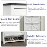 Loomie Farmhouse Shoe Cabinet,Free Standing Tipping Bucket Shoe Rack Organizer with 2 Flip Drawers,Entryway Narrow Shoe Storage,Modern Slim Hidden Shoe Cabinet with Doors & Storage Cubby, White Loomie