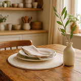 Round Woven Placemats Set of 8 Heat Resistant Placemats 13.5 Inches Farmhouse Cotton Rope Place Mats for Dining Tables Trivets for Hot Dishes, White Aertiavty