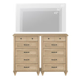 WAMPAT Wide Dresser for Bedroom with 10 Drawers, Farmhouse Chest of Drawers with Solid Wood Legs, Vertical Dresser Storage Organizer, Wooden Dressers Set for Kids Bedroom, Hallway, Oak WAMPAT