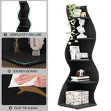 Tribesigns Corner Shelf, Modern 5-Tier Wall Corner Bookshelf, Stylish Corner Small Bookcase Storage Rack Plant Stand with Unique Shape for Living Room, Home Office, (1PC, Black) Tribesigns