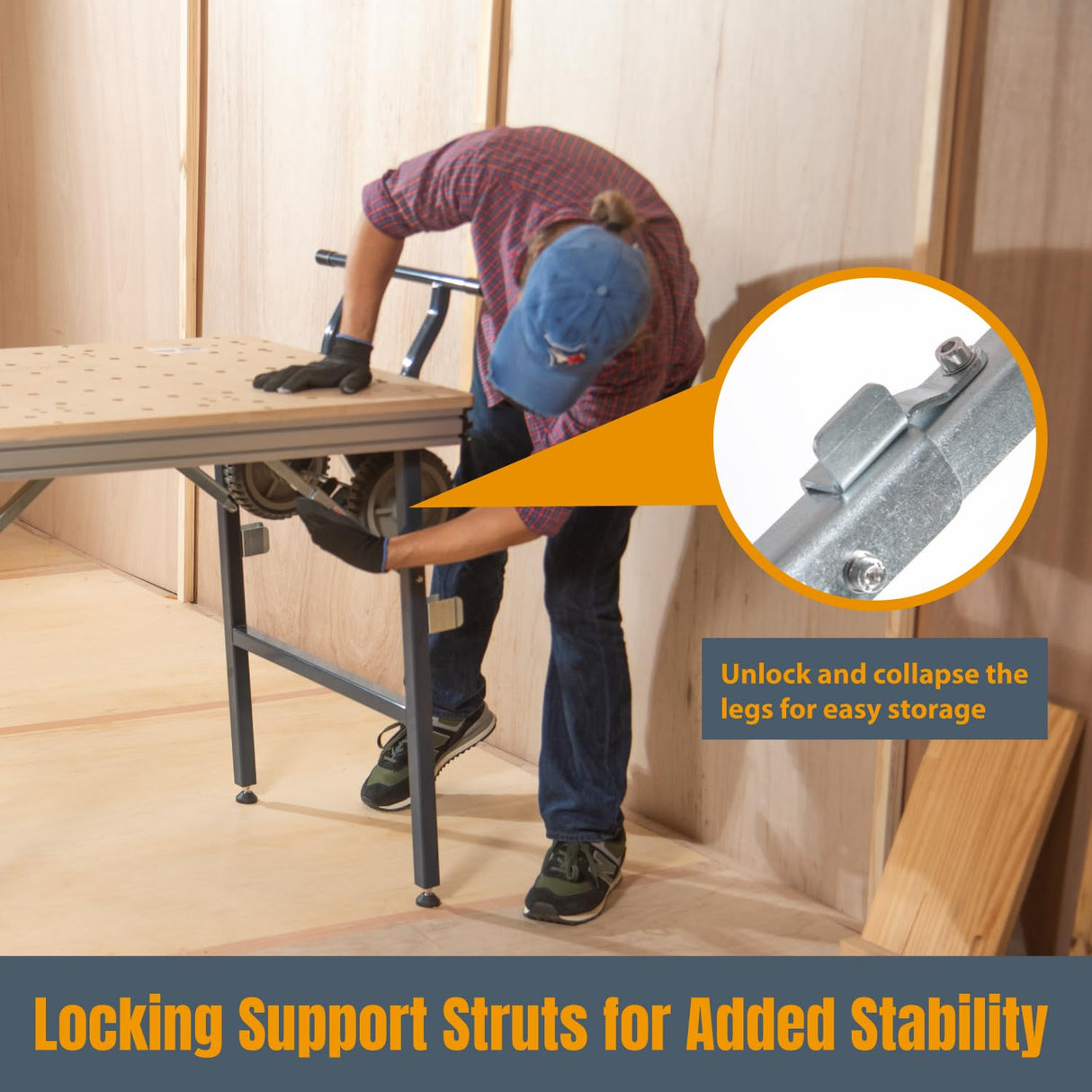 POWERTEC Multi-Functional Project Table with Wheels | Workbench with 3/4" Bench Dog Hole Pattern for Sanding, Cutting, and Woodworking Projects (MT4012) POWERTEC