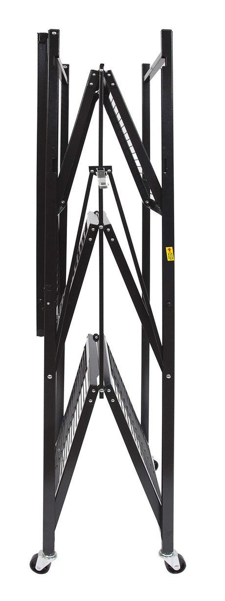 Origami R5 Foldable 4-Tier Garage Shelving Heavy Duty Shelving with Wheels, Metal Storage Rack Holds 1000 pounds, Garage Storage Rack & Organization, Storage Shelving (Black, R5 2-Pack) Origami