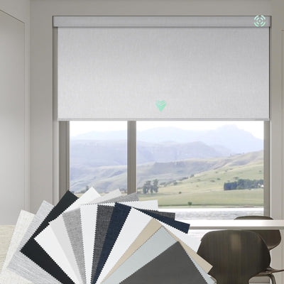 Yoolax Motorized Blinds with Remote, Smart Blinds for Windows Blackout Automatic Shades Work with Alexa Remote Control Roller Window Shades, Fabric Sample (Multicolor)
