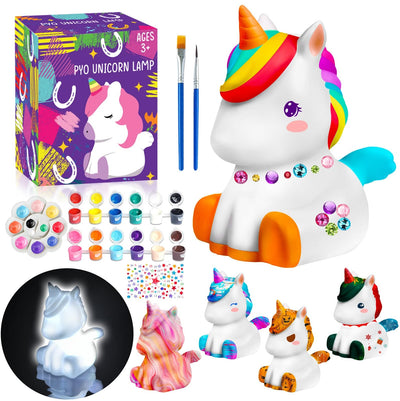 FUNZBO Paint Your Own Unicorn Lamp Kit - Back to School Supplies, Arts and Crafts Supplies Painting for Kids Teens,DIY Night Light Unicorn Toy for Toddler Girl Age 3 4 5 6 7 8 9 10 11 12 Birthday Gift