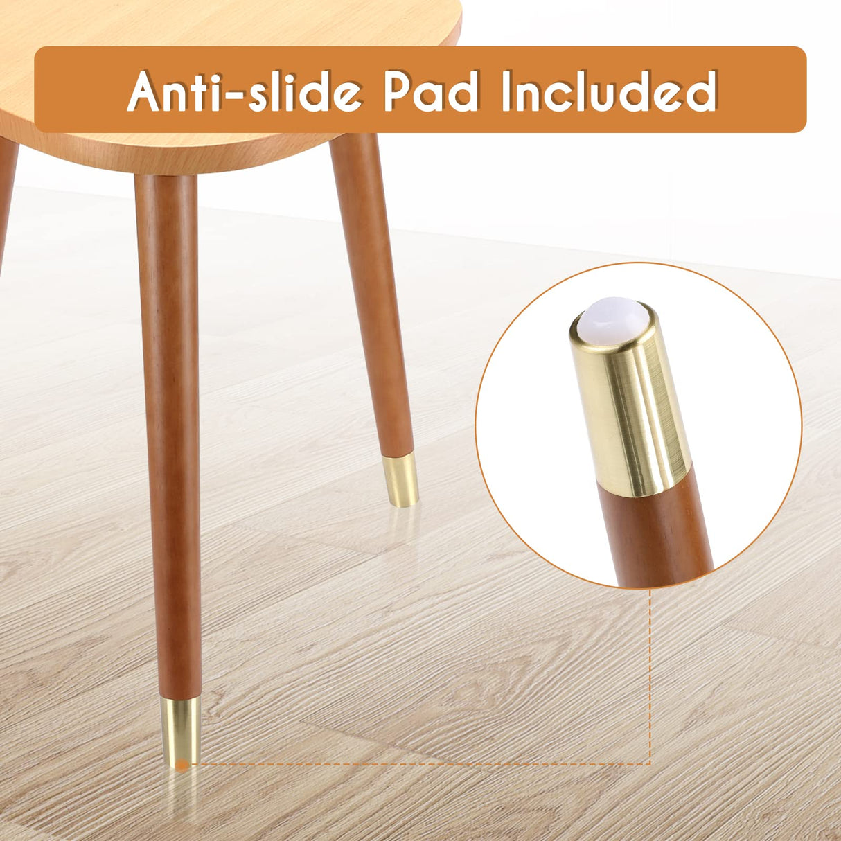 XBurmo Mid Century Table Legs,16'' Angled Tapered Solid Wood Table Legs for Stool Bench,Legs for Furniture set of 4 with Gold Metal Edge Mounting Plates XBurmo