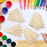 COCHIE DIY 3D Christmas Tree Wood Crafts to Paint for Kids Adults, Paintable Unfinished Wooden Slices for Craft, Xmas Trees Cutouts Ornaments for Painting Decorations (24 PCS) COCHIE