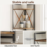 Cerlyunzan 5 Tier Corner Shelf Stand, 64" H Tall Industrial Corner Bookshelf for Living Room Decor, Metal Corner Shelf, Plant Stand Display Shelf for Bedroom, Bathroom, Small Space, Rustic Brown Cerlyunzan