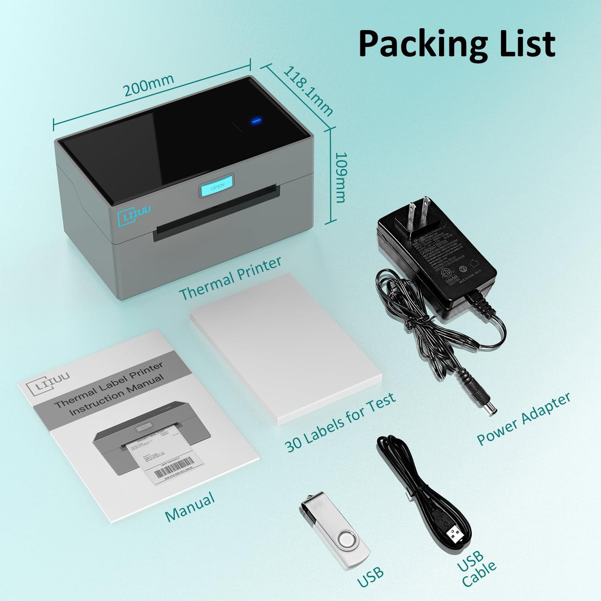 LIIUU Thermal Shipping Label Printer Bluetooth, 4x6 Label Printer for Shipping Packages, Support iOS, iPhone, iPad, Android, Mac, Windows, Widely Used for Amazon, UPS, USPS, Ebay, Etsy LIIUU
