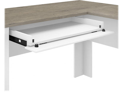 Bush Furniture Fairview L Desk, 60W, Shiplap Gray/Pure White - WoodArtSupply