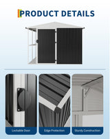 10 X 8 Metal Storage Shed with Rack, Large Outdoor Tool Utility Shed with Shelves, Garden Shed for Yard Outside Use Curtainboro