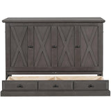 Harper & Bright Designs Queen Size Murphy Bed, Solid Pine Queen Murphy Frame Chest Cube Cabinet Bed with Charging Station and Large Drawer for Home Office or Small Room, Gray Harper & Bright Designs