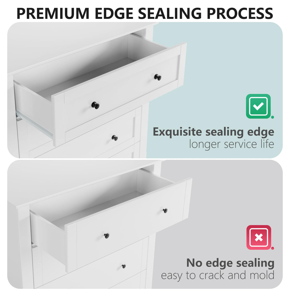 IDEALHOUSE 5 Chest of Drawer Dresser, Modern White Storage Organizer with Drawers for Bedroom, Living Room, Entryway, 42.5'' Tall IDEALHOUSE