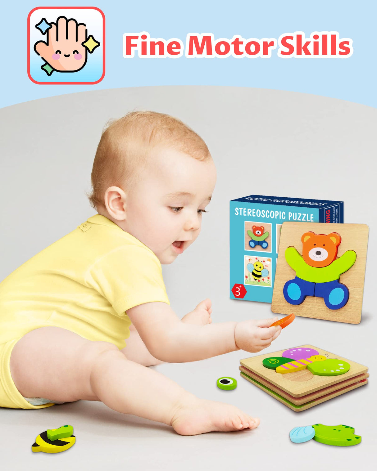 Bekayshad Wooden Puzzles Toddler Toys Gifts for 1 2 3 Year Old Boys Girls, 4 Pack Animal Jigsaw Puzzles Montessori Toys, Learning Educational Christmas Birthday Gifts for Girls Boys Ages 1-3 Bekayshad