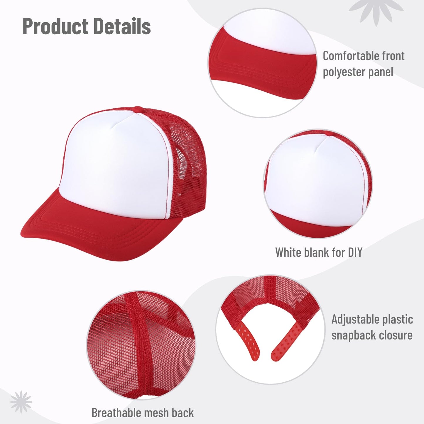 10 PCS Sublimation Blank Trucker Hats, Plain Trucker Cap Foam Front High Crown Mesh Back Trucker Hat, DIY Custom Baseball Caps Bulk Adjustable Snapback for Men Women