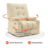 MCombo Large Power Swivel Glider Rocker Recliner Chair with Vibration and Heat for Nursery and USB Ports, Cup Holders and Pockets, Faux Leather 7748 (Cream White, Large) MCombo
