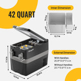 BougeRV 12V Refrigerator Fridge Freezer Portable Car Fridge 42 Quart Electric Cooler 12V/24V DC 110~240V AC for RV Camper Truck Jeep Pickup SUV Van Boat Camping Tailgating Road Trip Outdoor Travel BougeRV
