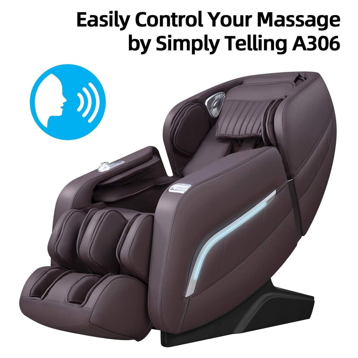 iRest A306 Massage Chair, Full Body Zero Gravity Recliner with AI Voice Control, SL Track, Bluetooth, Yoga Stretching, Foot Rollers, Airbags, Arm Rest, Cushion Availability, Heating (Brown) iRest