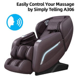 iRest A306 Massage Chair, Full Body Zero Gravity Recliner with AI Voice Control, SL Track, Bluetooth, Yoga Stretching, Foot Rollers, Airbags, Arm Rest, Cushion Availability, Heating (Brown) iRest