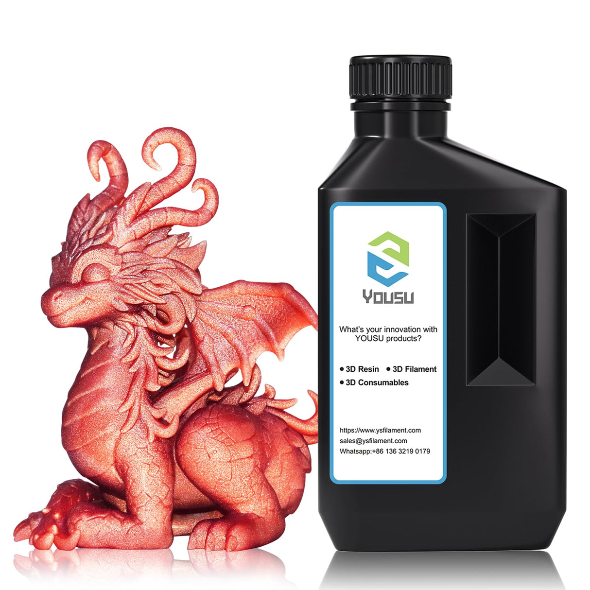 YOUSU 3D Printer Metallic Resin,Fast Curing 3D Metal Printing Resin 1KG, Magical Metallic Effect Photopolymer Resin for LCD DLP 3D Printing (1000g,Metal Copper) Yousu